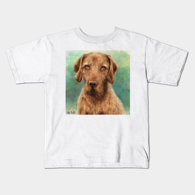 Painting of a Wirehaired Vizsla Rolling its Eyes Kids T-Shirt by ibadishi